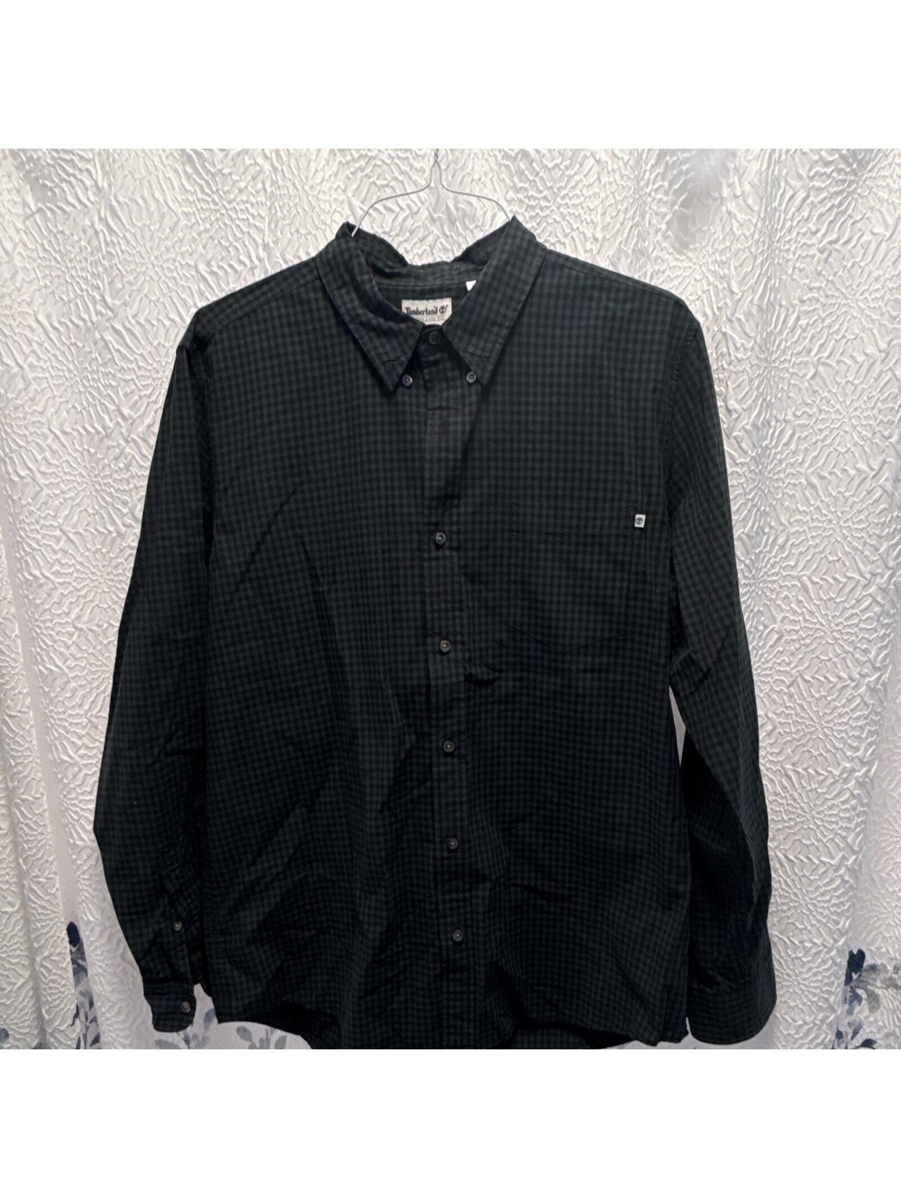 Timberland Regular Fit XL Green And Black Plaid Button Down Shirt